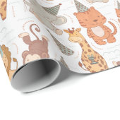 Schattigee Safari Party Dieren Cadeaupapier (Rol Hoek)