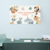 Schattigee Safari Party Dieren Kinderen Verjaardag Spandoek (Beurs)