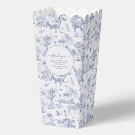 Schattigee Safari Toile de Jouy | Blauw Baby showe Bedankdoosjes