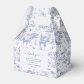 Schattigee Safari Toile de Jouy | Blauw Baby showe Bedankdoosjes (Voorkant Zijde)