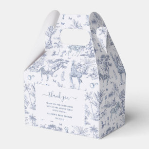 Schattigee Safari Toile de Jouy Blauw Baby showe Bedankdoosjes