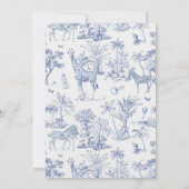 Schattigee Safari Toile de Jouy | Blauw Baby showe Kaart (Achterkant)