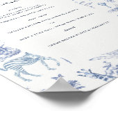 Schattigee Safari Toile de Jouy | Blauw Baby showe Poster (Hoek)