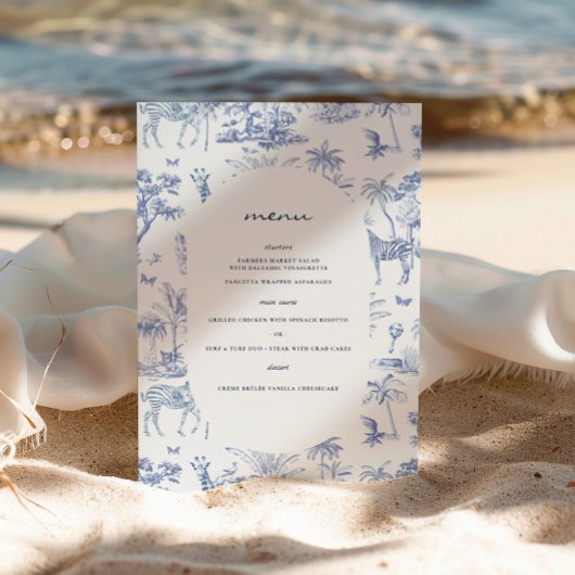 Schattigee Safari Toile de Jouy | Blauw Baby showe Poster