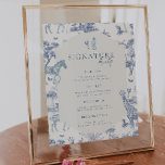 Schattigee Safari Toile de Jouy | Blauw Baby showe Poster<br><div class="desc">Voeg uw keuze van personalisatie toe. Achtergrondkleur kan ook worden gepersonaliseerd. Voeg uw aangepaste formulering toe aan dit ontwerp door gebruik te maken van de "Edit this design sjabloon"-vakken aan de rechterkant van het item of klik op de blauwe knop "Customize it" om de tekst te rangschikken, de lettertypen en...</div>