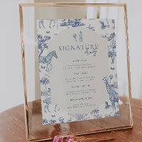 Schattigee Safari Toile de Jouy | Blauw Baby showe