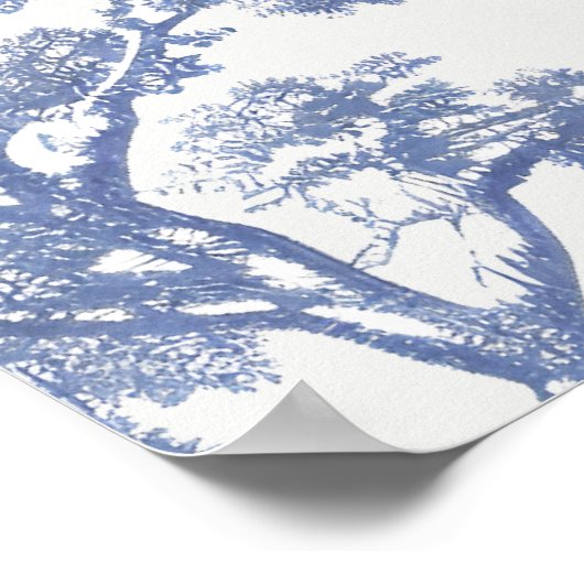 Schattigee Safari Toile de Jouy | Blauw Baby showe Poster (Hoek)