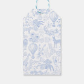 Schattigee Safari Toile de Jouy Blue Baby shower Cadeaulabel (Achterkant)