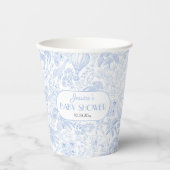Schattigee Safari Toile de Jouy Blue Baby shower Papieren Bekers (Voorkant)