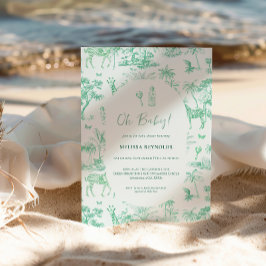 Schattigee Safari Toile de Jouy | groen Baby showe Kaart