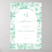 Schattigee Safari Toile de Jouy | Mint Baby shower Poster (Voorkant)