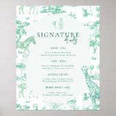 Schattigee Safari Toile de Jouy | Mint Baby shower Poster (Voorkant)