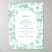Schattigee Safari Toile de Jouy | Mint Baby shower Poster (Voorkant)