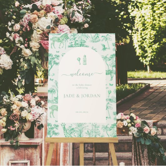 Schattigee Safari Toile de Jouy | Mint Baby shower Poster