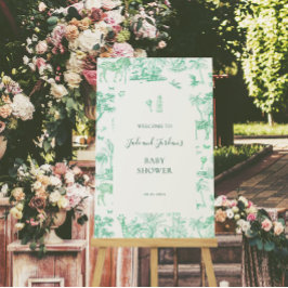 Schattigee Safari Toile de Jouy | Mint Baby shower Poster