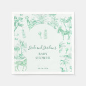Schattigee Safari Toile de Jouy | Mint Baby shower Servet (Voorkant)