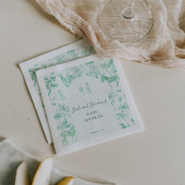 Schattigee Safari Toile de Jouy | Mint Baby shower Servet