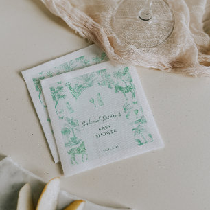Schattigee Safari Toile de Jouy   Mint Baby shower Servet