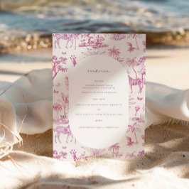 Schattigee Safari Toile de Jouy | Roze Baby shower Poster