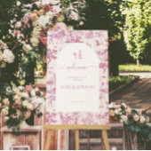 Schattigee Safari Toile de Jouy | Roze Baby shower Poster