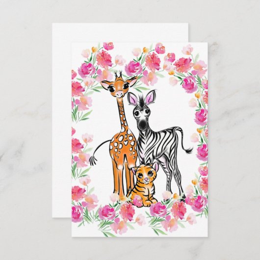 Schattigee Safari vrienden giraffe zebra tijger ve (Voorkant / Achterkant)