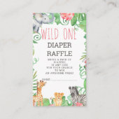 Schattigee Safari Wild Een Baby shower Luier Raffl Informatiekaartje (Voorkant)