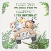 Schattigee Safari Wild Oerwoud Dier Party Favor Vierkante Sticker (Voorkant)