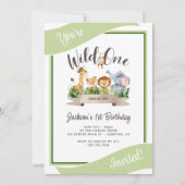 Schattigee Safari Wild One Green Verjaardag Kaart (Voorkant)