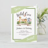 Schattigee Safari Wild One Green Verjaardag Kaart (Staand voorkant)