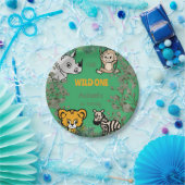 Schattigee Safari Wild One Groen Papieren Bordje (Feest)