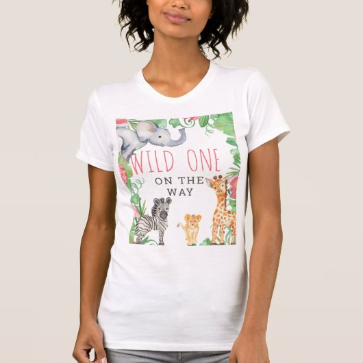 Schattigee Safari Wild One On The Way Baby shower T-shirt (Voorkant)