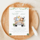 Schattigee Safari Wild One verjaardagsuitnodiging Feestdagenkaart