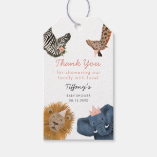 Schattigee Safari Zoo Dieren Roze Baby shower Cade Cadeaulabel