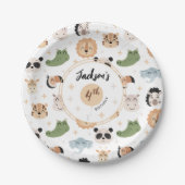 Schattigee Safari zoo dierenverjaardagsjongen papi Papieren Bordje (Voorkant)