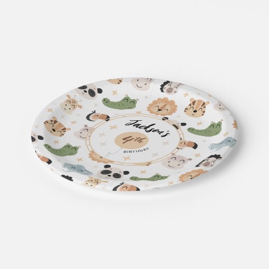 Schattigee Safari zoo dierenverjaardagsjongen papi Papieren Bordje (Gekanteld)