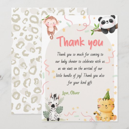 Schattigee safaridieren en wilde oerwouden feestdagenkaart (Voorkant / Achterkant)