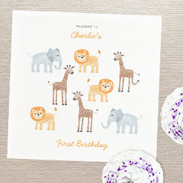 Schattigee safaridieren gepersonaliseerd 1e verjaa servet