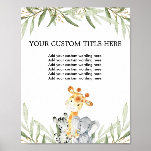 Schattigee safaridieren groen Custom Make Your Own Poster (Voorkant)