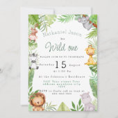 Schattigee safaridieren wild op verjaardagsuitnodi kaart (Voorkant)