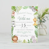 Schattigee safaridieren wild op verjaardagsuitnodi kaart (Staand voorkant)