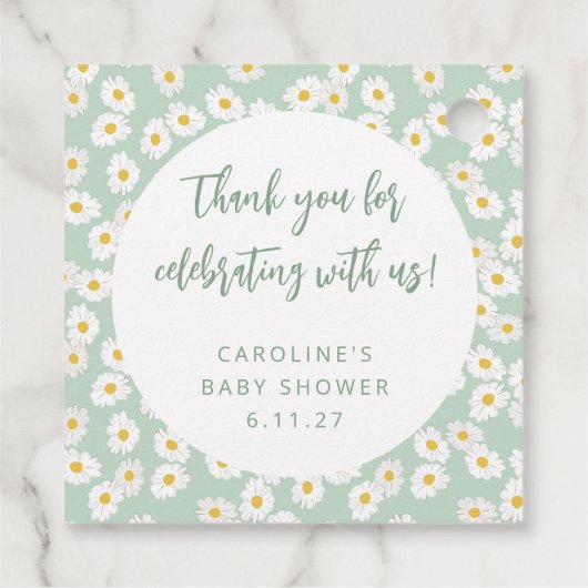 Schattigee Sage Daisies Floral Custom Baby shower  Bedankjes Labels (Achterkant)