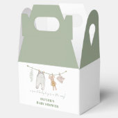 Schattigee Sage Groene Boho Jongenskleding Baby sh Bedankdoosjes (Geopend)