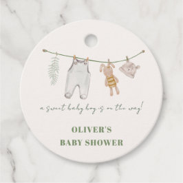 Schattigee Sage Groene Boho Jongenskleding Baby sh Bedankjes Labels