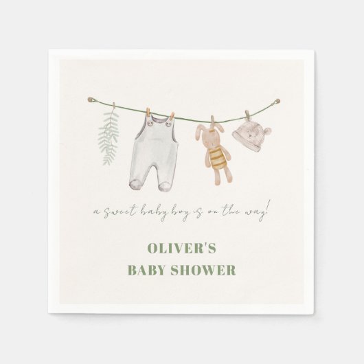 Schattigee Sage Groene Boho Jongenskleding Baby sh Servet (Voorkant)