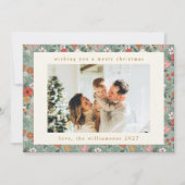 Schattigee Sage Groene Botanische Aangepaste 2 Fot Feestdagenkaart (Voorkant)