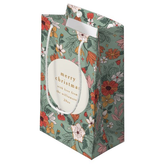 Schattigee Sage Groene Botanische Aangepaste Vroli Klein Cadeauzakje (Voorkant Gekanteld)