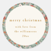 Schattigee Sage Groene Botanische Aangepaste Vroli Ronde Sticker (Voorkant)