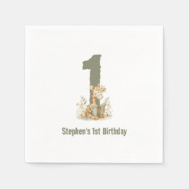 Schattigee Sage Groene Giraffe 1e Verjaardagsfeest Servet