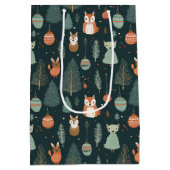 Schattigee Sage Groene Winter Bossen Vossen Kerstm Medium Cadeauzakje (Achterkant)