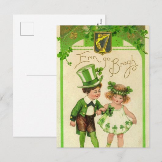 Schattigee Saint Patrick's day lad lass Vakantie Feestdagenkaart (Voorkant / Achterkant)